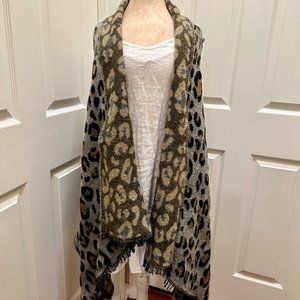 Anna & Ava Women's Soft Shawl Wrap Vest One Size Fits Most Leopard Print Boho